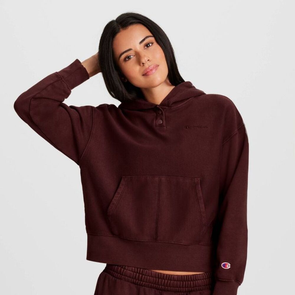 Champion Women's Vintage Wash Fleece Hooded Sweatshirt - Maroon XXL